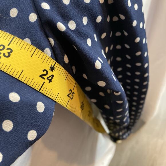 Susan Graver Women's Blue White Polka Dot Tie Hem Blouse Size 18W Coastal Preppy - Picture 4 of 11
